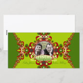 Groene Groovy Kerstvakantie Fotokaart sjabloon (Voorkant / Achterkant)