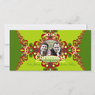 Groene Groovy Kerstvakantie Fotokaart sjabloon