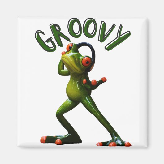 Groene Groovy Kikker Magneet (Voorkant)