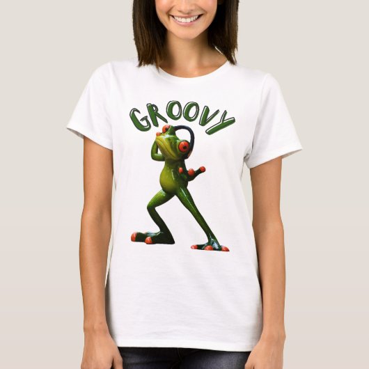 Groene Groovy Kikker T-shirt (Voorkant)