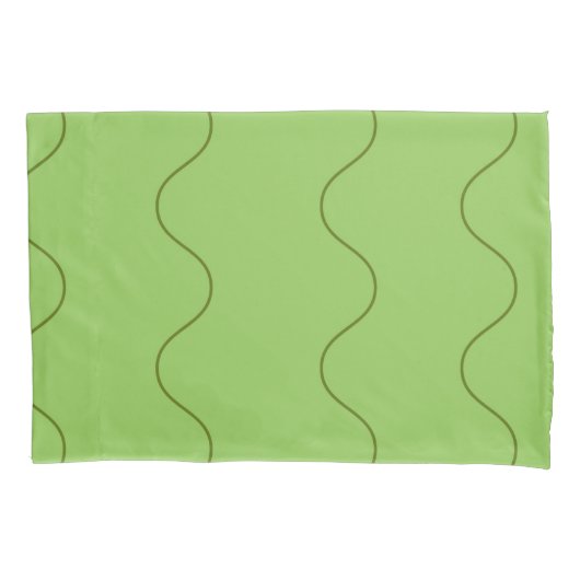 Groene Groovy Wavy Line Abstract Modern Minimalist Kussensloop (Voorkant)