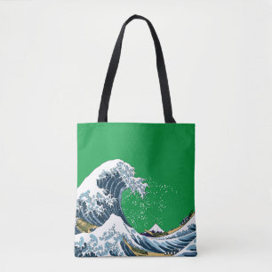 Groene Grote Golf van Kanagawa Modern Pop Tote Bag