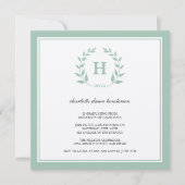 Groene grove monogram afstuderen klassenuitnodigin kaart (Voorkant)