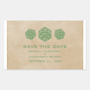 Groene Grunge D20 Dobbelsteen Gamer Bewaar de Datu Rechthoekige Sticker