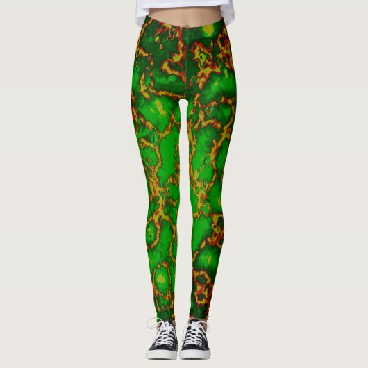 Groene Grunge Fractal Leggings (Voorkant)
