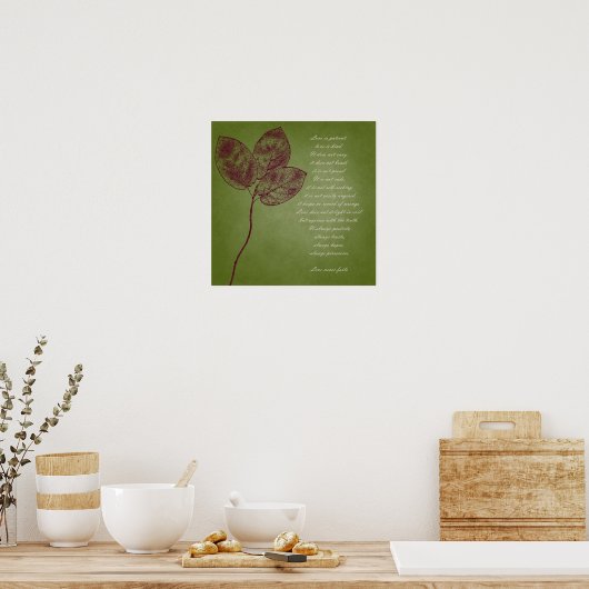 Groene grunge Leaves Poster (Keuken)