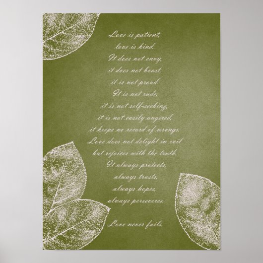 Groene grunge Leaves Poster (Voorkant)