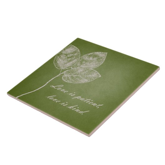 Groene grunge Leaves Tegeltje (Zijkant)