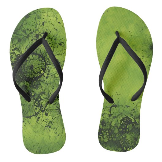 Groene Grunge Slippers Teenslippers (Voetbed)