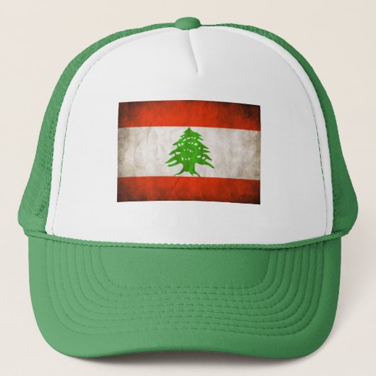 GROENE Grungy Libanon Vlag Trucker Pet (Voorkant)