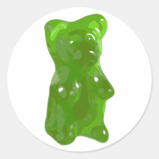Groene Gummy Beer Snoep Ronde Sticker (Voorkant)