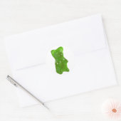 Groene Gummy Beer Snoep Ronde Sticker (Envelop)