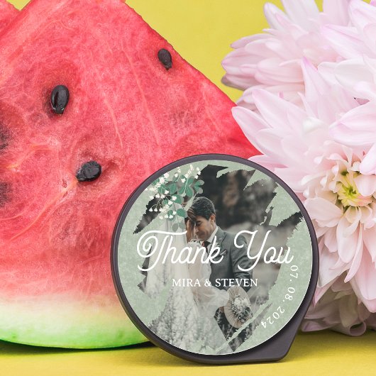 groene Gypsophila foto bruiloft Dank u Ronde Sticker