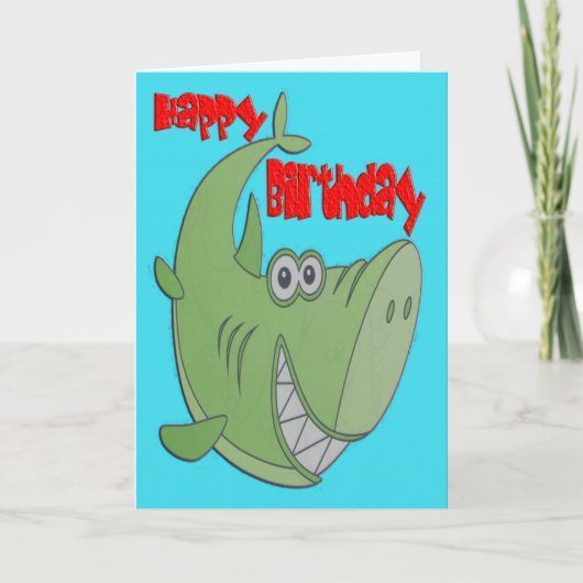 Groene haai verjaardag kaart (Voorkant)