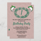 Groene haaien & Rozen krans 1e Verjaardag Kaart (Voorkant / Achterkant)