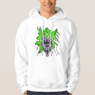 Groene haar stripbooswicht met paarse huid hoodie