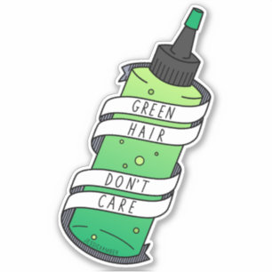 Groene haarverf fles grappige cartoon sticker