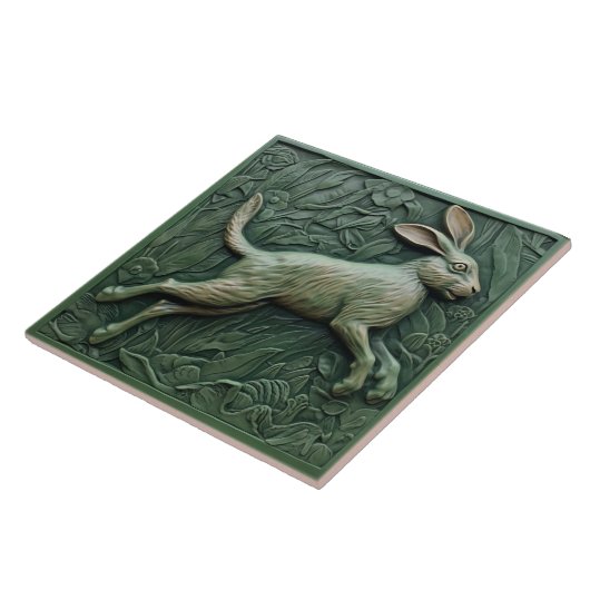 Groene haas - tegeltje (Zijkant)