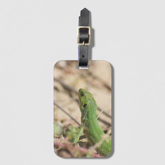 Groene hagedis bagagelabel (Voorkant (verticaal))