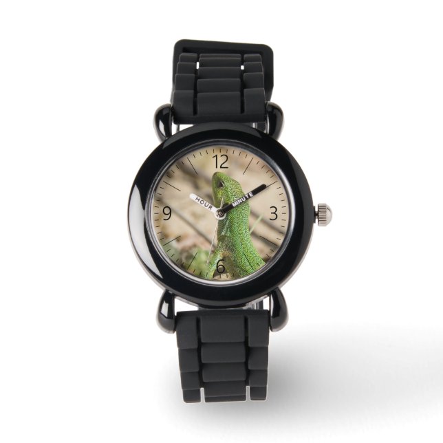 Groene hagedis horloge (Voorkant)
