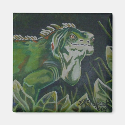 Groene hagedis Iguana magneet (Voorkant)