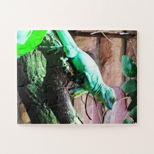 Groene hagedis legpuzzel (Horizontaal)