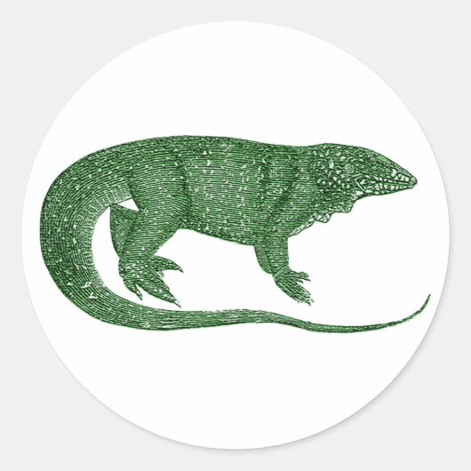 groene hagedis ronde sticker (Voorkant)