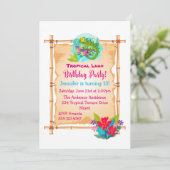 Groene hagedis Tropische Luau Verjaardag Uitnodige Kaart (Staand voorkant)