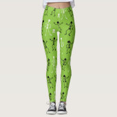 GROENE HALLOWEEN DANCING SKELETONS LEGGINGS (Voorkant)