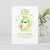 Groene Halloween Een Baby Boo Fun Baby shower Kaart (Staand voorkant)
