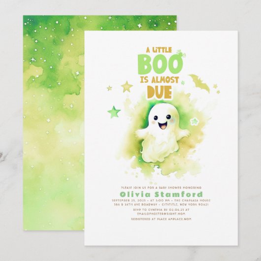 Groene Halloween Een Baby Boo Fun Baby shower Kaart (Voorkant / Achterkant)