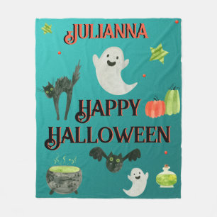Groene Halloween Geest Kat Fleece Deken