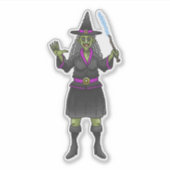 Groene Halloween Heks Sticker (Voorkant)