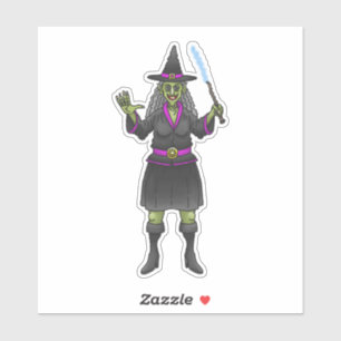 Groene Halloween Heks Sticker