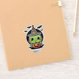 Groene Halloween Heks Sticker