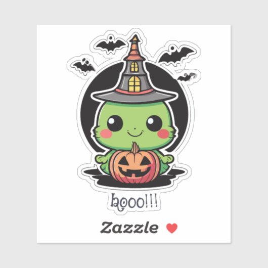 Groene Halloween Heks Sticker (Vel)