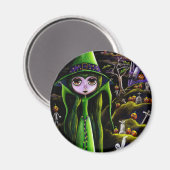 Groene Halloween Heksenmagneet Magneet (Voorkant / Achterkant)