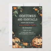 Groene Halloween Party Uitnodiging met Pompoen (Voorkant)