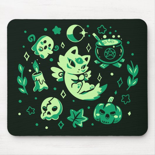 Groene Halloween-sfeer Muismat (Voorkant)