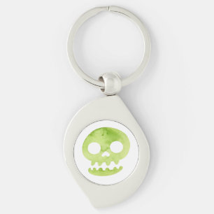 Groene halloween Skull Large Canvas tas Notitieboe Sleutelhanger