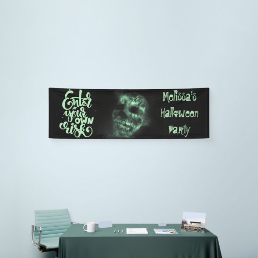 Groene Halloween Skull Spandoek (Beurs)