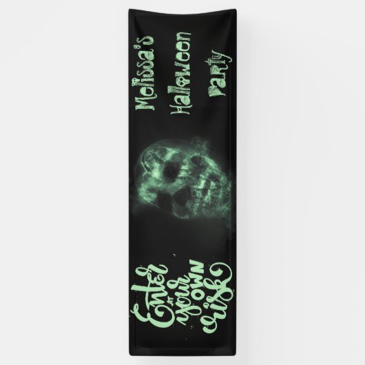 Groene Halloween Skull Spandoek (Verticaal)