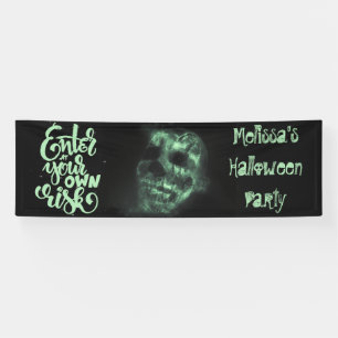 Groene Halloween Skull Spandoek