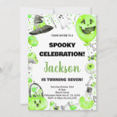 Groene Halloween Verjaardag Uitnodigingen (Voorkant)