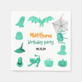 Groene Halloween verjaardagsfeest Papier servet (Voorkant)