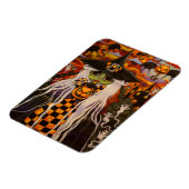 Groene Halloween Witch Girl Cat Pumpkins, Ghosts Magneet (Linkerzijde)