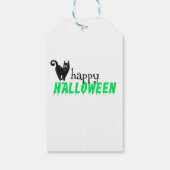 Groene Halloween Zwarte Kat Cadeaulabel (Achterkant)