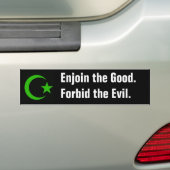 Groene halve maan en ster—zwarte achtergrond bumpersticker (Op auto)