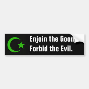 Groene halve maan en ster--zwarte achtergrond bumpersticker