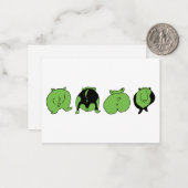 Groene hamster Butts Notitiekaartje (Voorkant / Achterkant in situ)